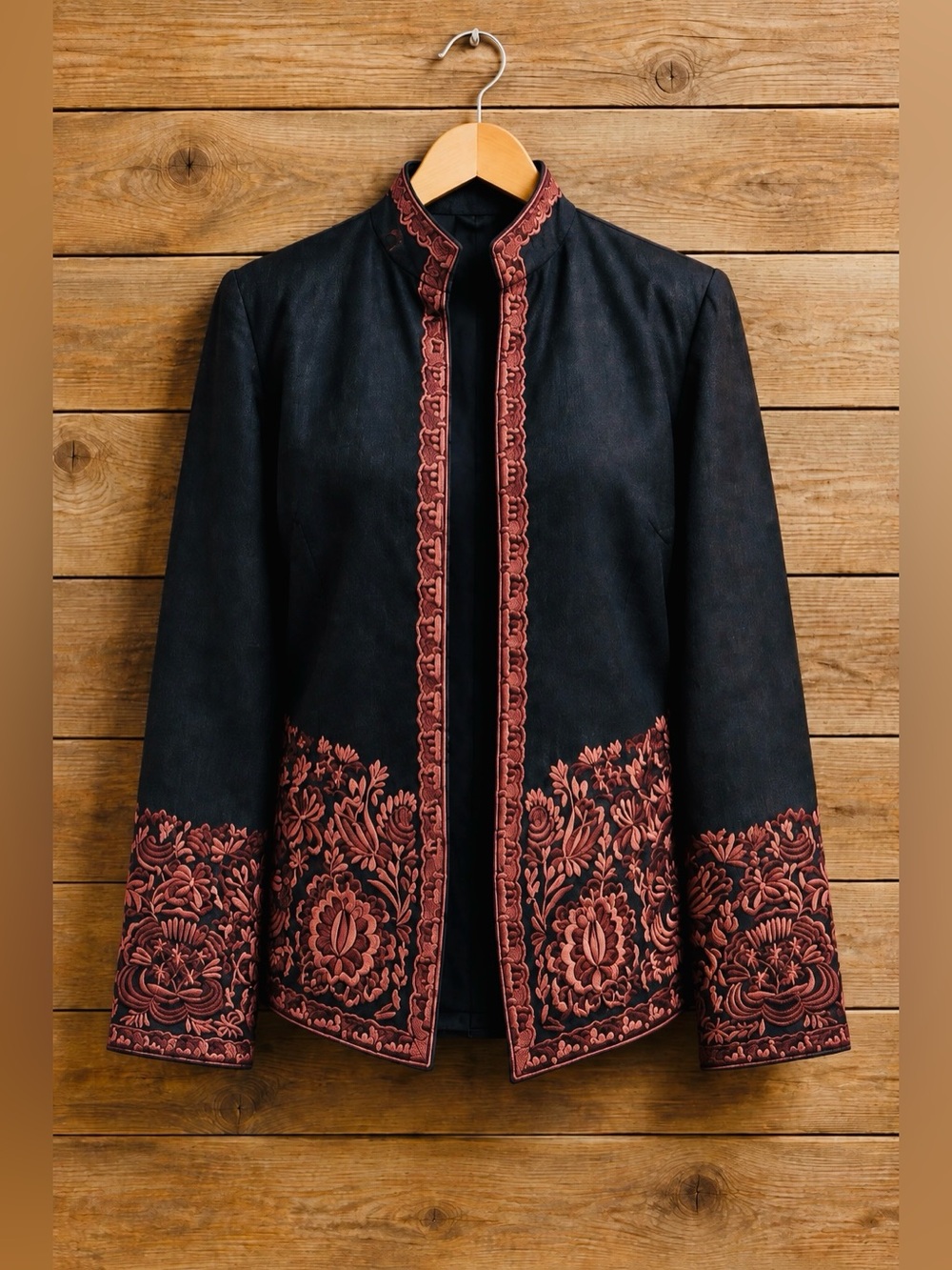 Coldwater Creek Black Jacket with Rust Embroidery details. Stunning.